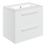 Unify 610mm Wall Hung 2 Drawer Basin Unit & 0TH Thin Edge Basin - White Gloss