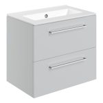 Unify 610mm Wall Hung 2 Drawer Basin Unit & 0TH Thin Edge Basin - Grey Gloss
