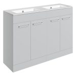 Unify 1210mm Floor Standing 4 Door Basin Unit & 0TH Thin Edge Basin - Grey Gloss