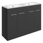 Unify 1210mm Floor Standing 4 Door Basin Unit & 0TH Thin Edge Basin - Anthracite Gloss