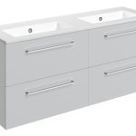 Unify 1210mm Wall Hung 4 Drawer Basin Unit & 2TH Thin Edge Basin - Grey Gloss