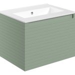 Opulent 615mm Wall Hung 1 Drawer Basin Unit & 0TH Thin Edge Basin - Matt Willow Green