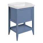 Prestige 650mm Floor Standing 1 Drawer Basin Unit w/Basin - Matt Misty Blue