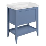 Prestige 800mm Floor Standing 1 Drawer Basin Unit w/Basin - Matt Misty Blue