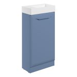Stark 410mm Floor Standing 1 Door Cloakroom Basin Unit w/1TH Basin - Matt Misty Blue