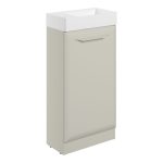 Stark 410mm Floor Standing 1 Door Cloakroom Basin Unit w/1TH Basin - Matt Latte