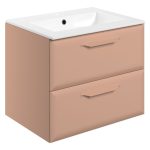 Stark 615mm Wall Hung 2 Drawer Basin Unit w/1TH Basin - Matt Apricot