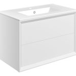 Apex 810mm Wall Hung 2 Drawer Basin Unit & 1TH Thin Edge Basin - Matt White