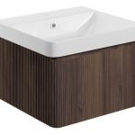 Sapphire 500mm Wall Hung 1 Drawer Basin Unit & Basin - Textured Walnut