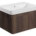 Sapphire 605mm Wall Hung 1 Drawer Basin Unit & Basin - Textured Walnut