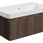 Sapphire 805mm Wall Hung 1 Drawer Basin Unit & Basin - Textured Walnut
