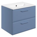 Stark 615mm Wall Hung 2 Drawer Basin Unit w/0TH Basin - Matt Misty Blue