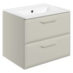 Stark 615mm Wall Hung 2 Drawer Basin Unit w/0TH Basin - Matt Latte