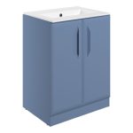 Stark 615mm Floor Standing 2 Door Basin Unit w/0TH Basin - Matt Misty Blue