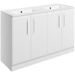 Stark 1210mm Floor Standing 4 Door Basin Unit w/2TH Basin - Matt White