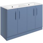 Stark 1210mm Floor Standing 4 Door Basin Unit w/2TH Basin - Matt Misty Blue