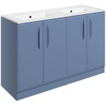 Stark 1210mm Floor Standing 4 Door Basin Unit w/0TH Basin - Matt Misty Blue
