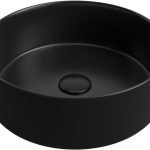 Cascade 355mm Ceramic Round Washbowl & Waste - Matt Black