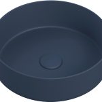 Cascade 355mm Ceramic Round Washbowl & Waste - Matt Deep Blue