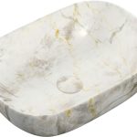 Vortex 460x330mm Ceramic Washbowl - White Marble Effect