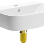 Hollow 450x320mm 1TH Cloakroom Basin & Brushed Brass Bottle Trap
