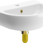 Shell 450x400mm 1TH Cloakroom Basin & Brushed Brass Bottle Trap
