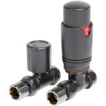 Round Thermostatic Anthracite Radiator Valves - Straight
