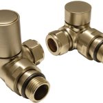 Patterned Brushed Brass Radiator Valves - Corner