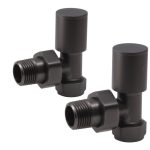Patterned Matt Black Radiator Valves - Angled