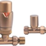 Round Thermostatic Brushed Bronze Radiator Valves - Straight