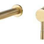 Spate 155mm Wall Mounted Basin Mixer - Brushed Brass