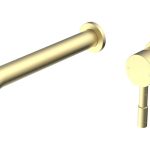 Spate 220mm Wall Mounted Basin Mixer - Brushed Brass