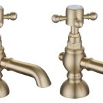 Mist Basin Pillar Taps - Brushed Brass