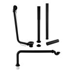 Exposed Bath Plug & Chain Waste w/Pipe Shrouds - Matt Black