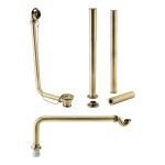 Exposed Bath Plug & Chain Waste w/Pipe Shrouds - Brushed Brass