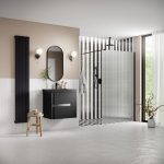 Elite 1000mm Fluted Wetroom Panel & Support Arm - Black