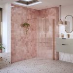 Elite 900mm Fluted Wetroom Panel & Support Bar - Brushed Bronze