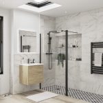 Elite Optional 1950x300x8mm Rotatable Wetroom Panel (Full Hinge) - Matt Black