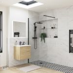 Elite 900mm Wetroom Panel & Support Bar - Black