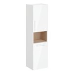 VitrA Root Flat 40cm 2 Door Semi-Tall Unit w/Laundry Basket (RH Hinge) - High Gloss White