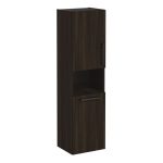 VitrA Root Flat 40cm 2 Door Semi-Tall Unit w/Laundry Basket (LH Hinge) - Walnut