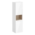 VitrA Root Flat 40cm 2 Door Semi-Tall Unit w/Laundry Basket (LH Hinge) - High Gloss White