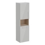 VitrA Root Flat 40cm 2 Door Semi-Tall Unit w/Laundry Basket (LH Hinge) - Shiny Pearl Grey