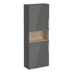 VitrA Root Flat 55cm 2 Door Semi-Tall Unit (LH Hinge) - Anthracite High Gloss