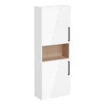 VitrA Root Flat 55cm 2 Door Semi-Tall Unit (LH Hinge) - High Gloss White