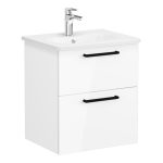 VitrA Zentrum 60cm 2 Drawer W/H Washbasin Unit - High Gloss White