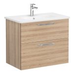 VitrA Zentrum 80cm 2 Drawer W/H Washbasin Unit - Natural Oak