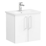 VitrA Zentrum Compact 60cm 2 Door W/H Washbasin Unit - High Gloss White