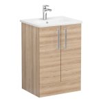 VitrA Zentrum 60cm 2 Drawer F/S Washbasin Unit - Natural Oak