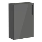 VitrA Root Flat 55cm 1 Door Slim Lower/Base Unit (LH Hinge) - Anthracite High Gloss